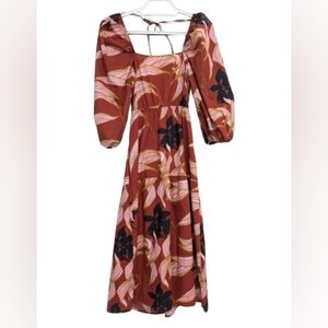 TNS Tennis women's 100% cotton floral balloon sleeves maxi dress size S